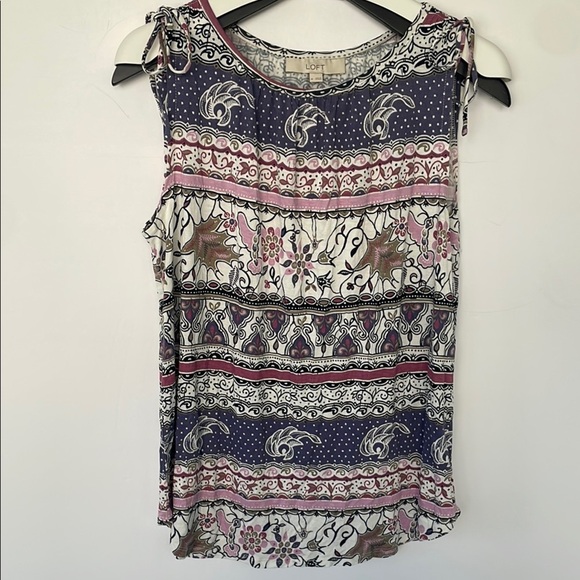 LOFT Purple and Pink Sleeveless Tank Top Medium - Picture 5 of 15